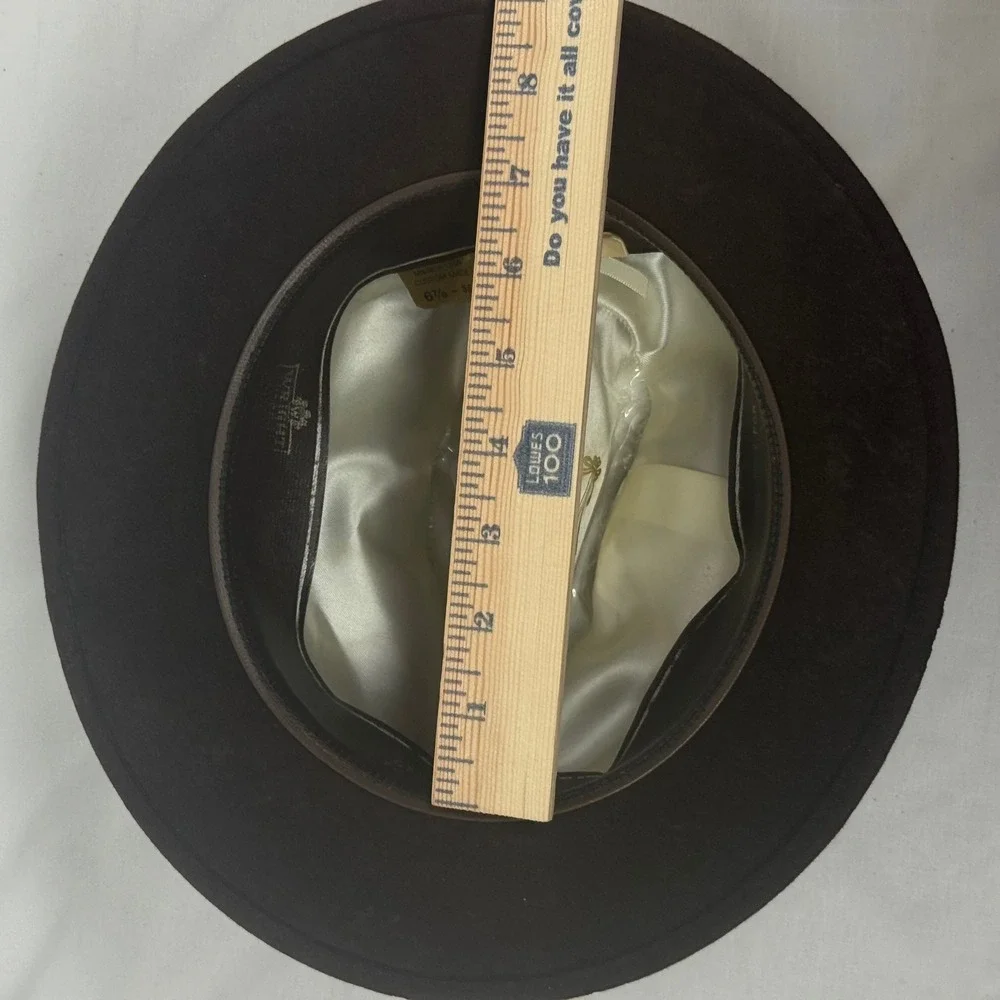 Vintage Mens Wright Mirakai Custom Made Fedora Hat Brown Wool Size 6 7/8 - Picture 9 of 13